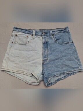 Levi's Two-Tone Blue Denim Jean Shorts